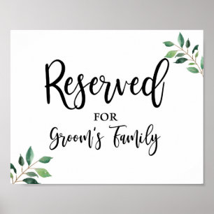 Reserved for Grooms Family Greenery Wedding Sign