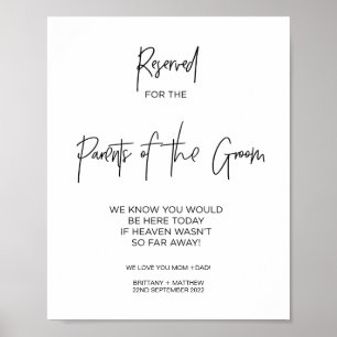 Reserved for Parents of the Groom In Loving Memory Poster