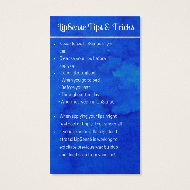 Reserved for RaniaLipSense Application & Tips Card (Back)