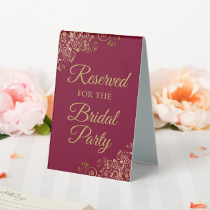 Reserved for the Bridal Party Burgundy & Gold