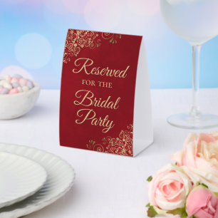 Reserved for the Bridal Party Crimson Red & Gold