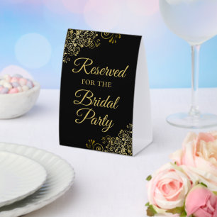 Reserved for the Bridal Party Elegant Black & Gold