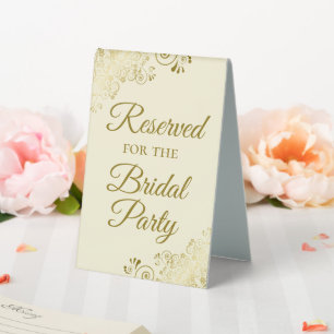 Reserved for the Bridal Party Elegant Gold & Cream