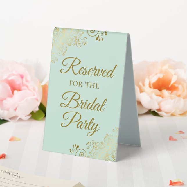Reserved for the Bridal Party Elegant Mint & Gold (In SItu (Wedding))