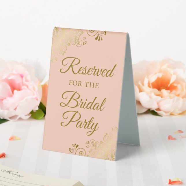 Reserved for the Bridal Party Elegant Peach & Gold (In SItu (Wedding))