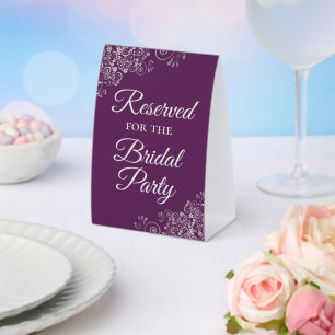 Reserved for the Bridal Party Elegant Plum Silver