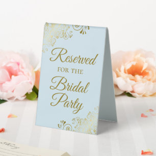 Reserved for the Bridal Party Pale Blue & Gold