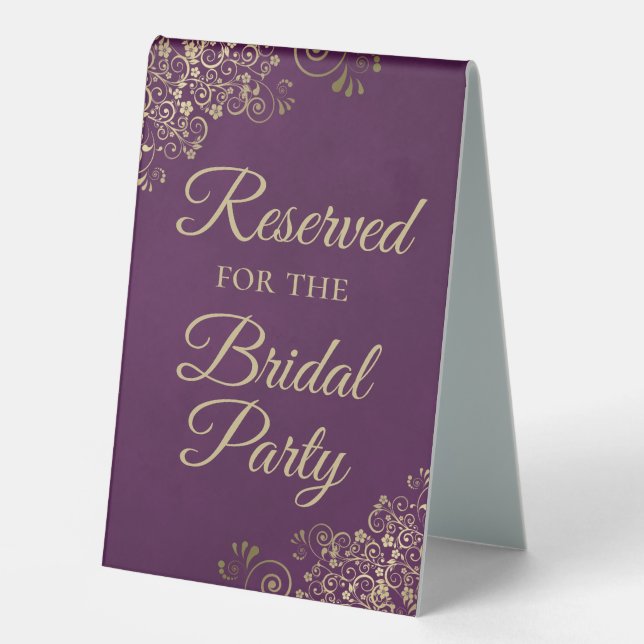 Reserved for the Bridal Party Plum Purple & Gold (Front)