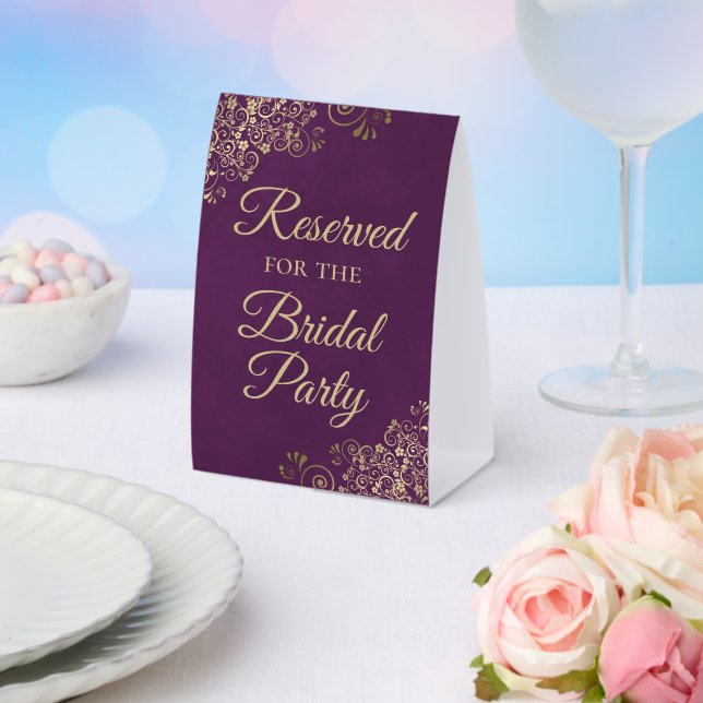 Reserved for the Bridal Party Plum Purple & Gold (Insitu(Wedding))