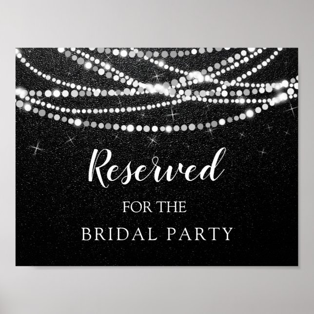 Reserved for the Bridal Party String Lights Poster (Front)