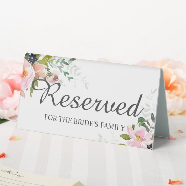 Reserved for the Bride's Family Floral Solid White (In SItu (Wedding))
