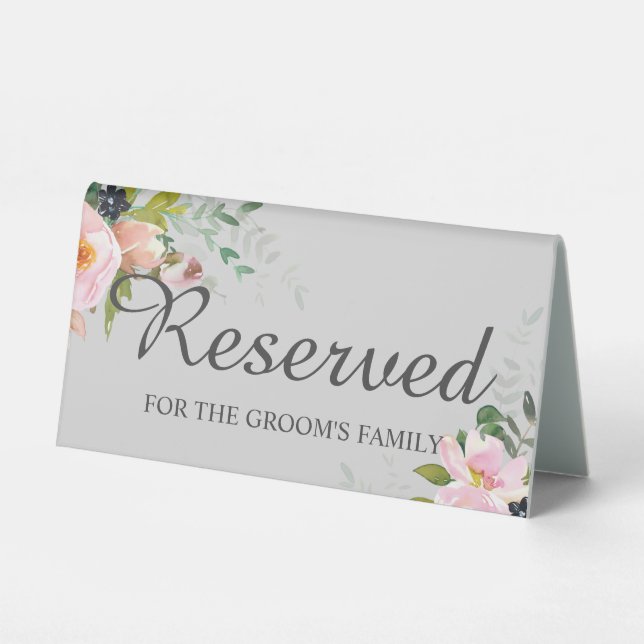 Reserved for the Groom's Family Floral Light Grey (Front)