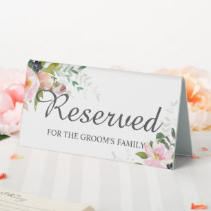 Reserved for the Groom's Family Floral Solid White
