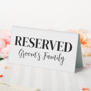 Reserved For The Groom's Family Minimalist Wedding