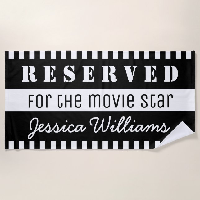 Reserved for the Movie Star Personalised Funny Beach Towel (Front)