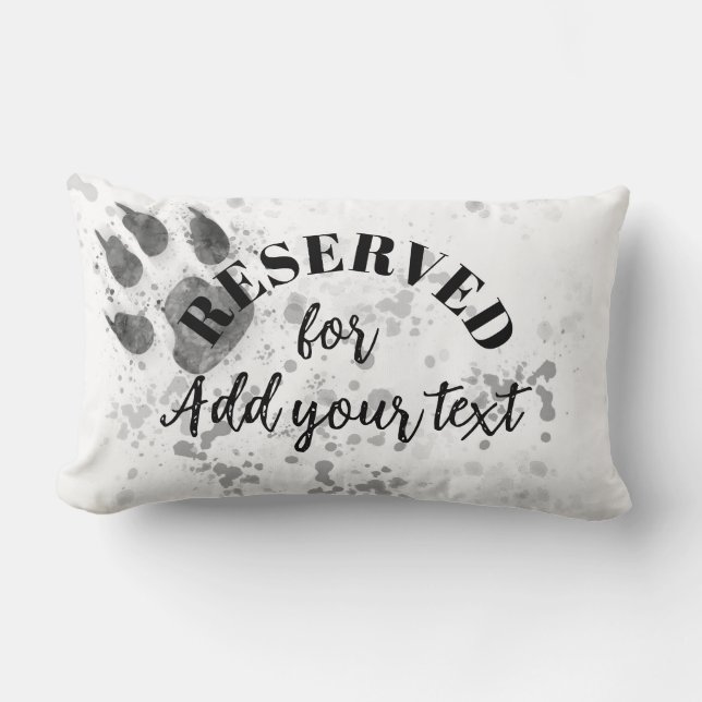 reserved for your dog paw print custom grey white  lumbar cushion (Front)