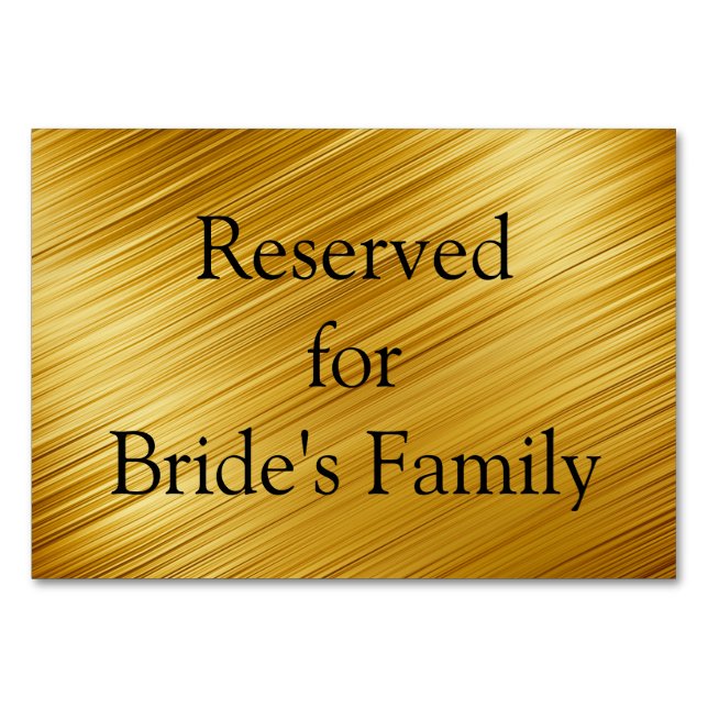 Reserved Graphic Gold Background Table Card (Front)