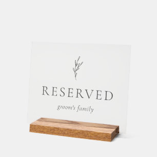 Reserved Groom's Family Simple Minimalist Elegant Acrylic Sign