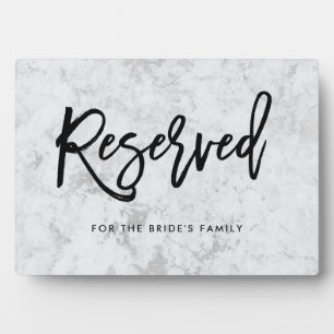 Reserved Handwritten Script on Silver Marble Plaque