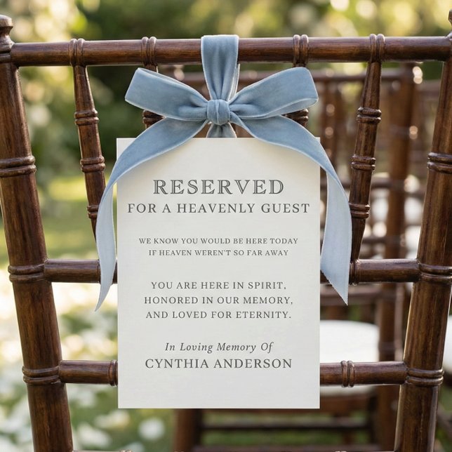 Reserved Heavenly Guest Wedding Ceremony Seat Sign (reserved for heavenly guest, wedding ceremony seating, reserved chair sign)