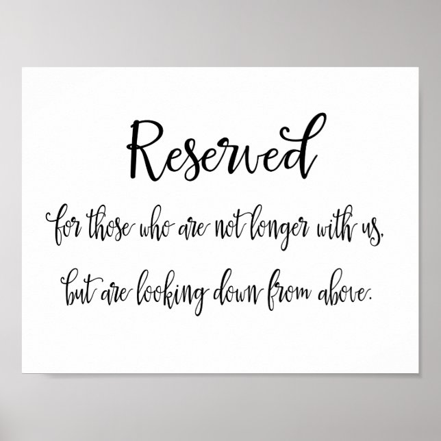 Reserved Memorial Sign for Wedding (Front)