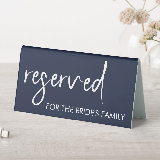 Reserved navy blue elegant table sign (In SItu (Table))