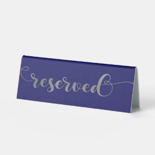 Reserved Navy Blue Silver Calligraphy Wedding