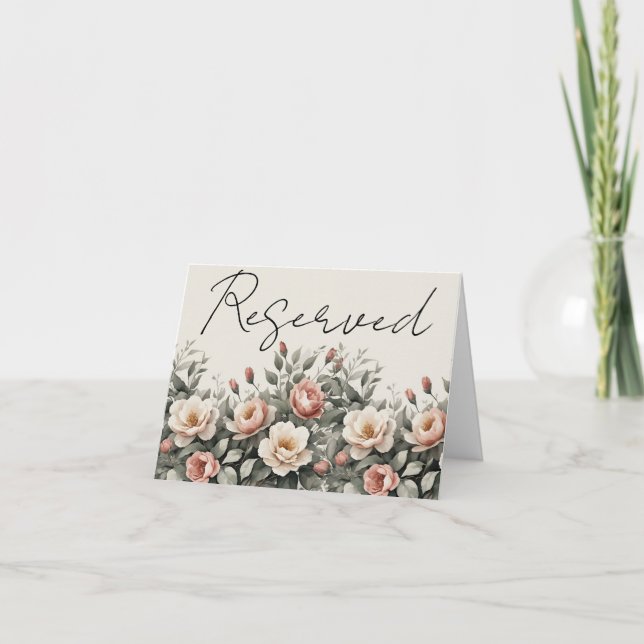 reserved note card tent sign floral (Front)