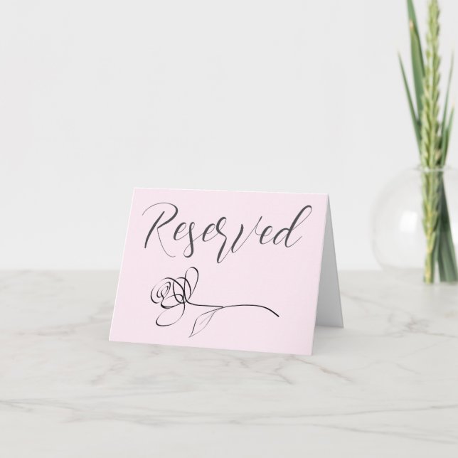 reserved note card tent sign minimalist rose (Front)