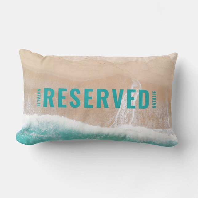Reserved ocean beach gift summer funny typography lumbar cushion (Front)