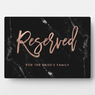 Reserved   Rose Gold Script Black Marble Wedding Plaque