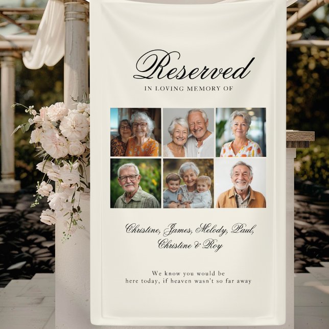 Reserved Seat - 6 Photo Memorial Wedding Beige Banner (Reserved Seat - 6 Photo Memorial Beige Wedding Banner)