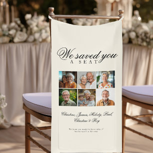 Reserved Seat - 6 Photo Memorial Wedding Beige  Banner