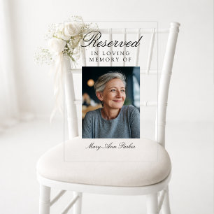 Reserved Seat Elegant Photo Wedding Memorial Acrylic Sign
