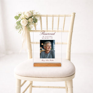 Reserved Seat Elegant Photo Wedding Memorial   Acrylic Sign