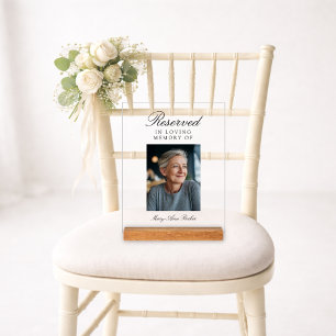 Reserved Seat Elegant Photo Wedding Memorial Acrylic Sign