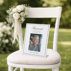 Reserved Seat Elegant Photo Wedding Memorial Pedestal Sign