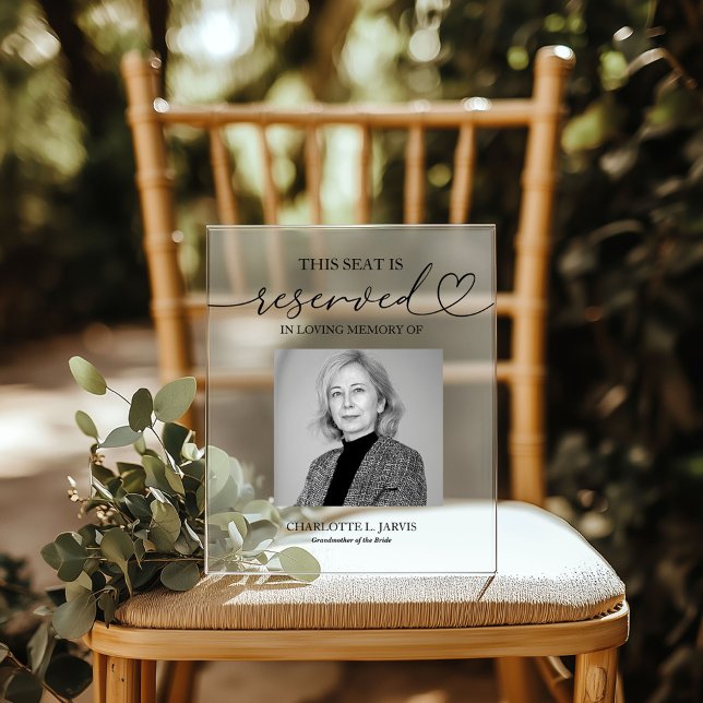Reserved Seat Memorial Wedding Photo Sign Plaque (Creator Uploaded)