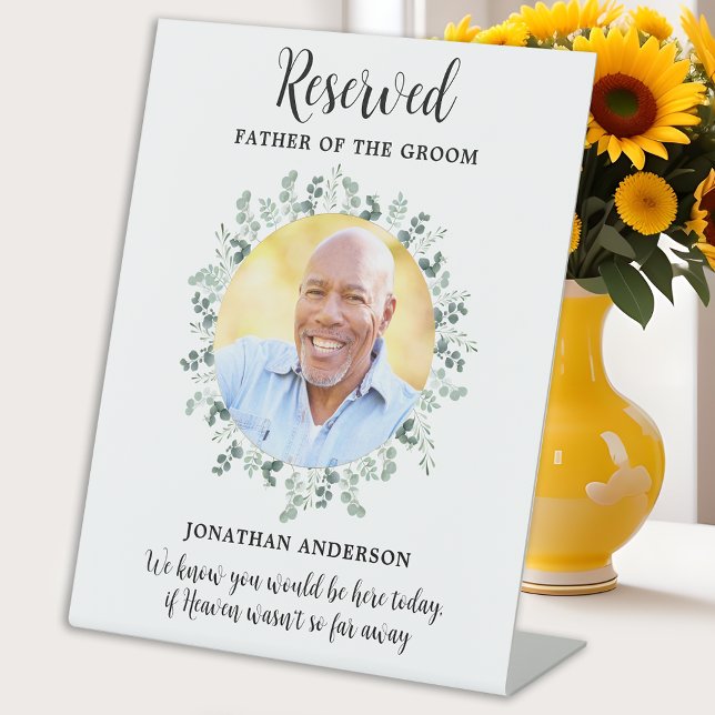 Reserved Seat Photo Wedding Greenery Memorial Pedestal Sign (Creator Uploaded)