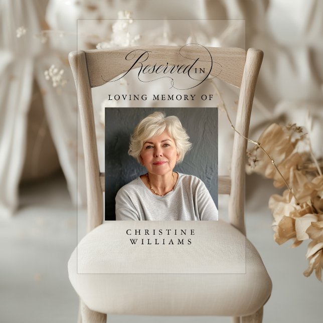 Reserved Seat, Photo, Wedding, Memorial Elegant,  Acrylic Sign (Reserved Seat, Photo, Wedding, Memorial Elegant, Acrylic Sign with, Name & Photo.)