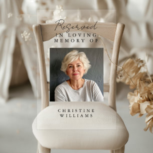 Reserved Seat, Photo, Wedding, Memorial Elegant,  Acrylic Sign