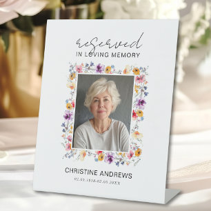Reserved Seat - Wildflower Photo Memorial Wedding  Pedestal Sign