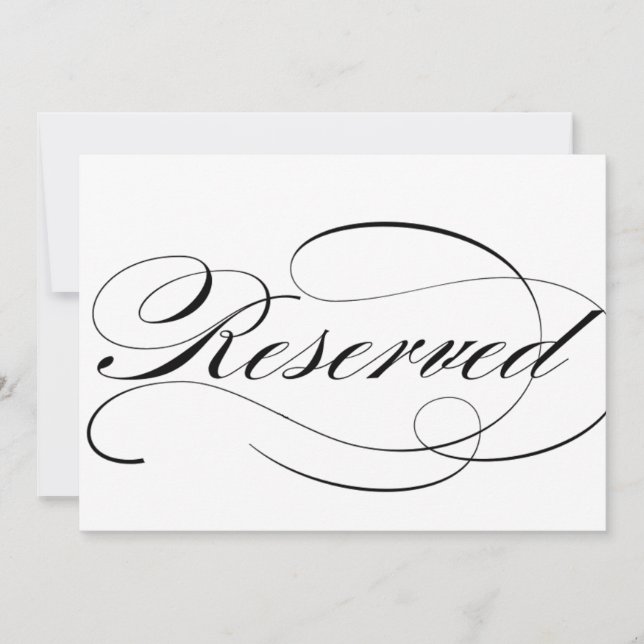 Reserved seating sign for wedding reception invitation (Front)