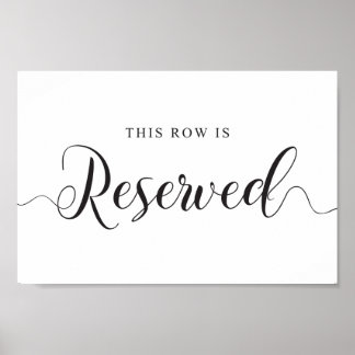 Reserved Seats Sign. This Row is Reserved Wedding Poster