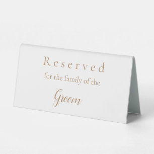 Reserved sign for the family of the groom 