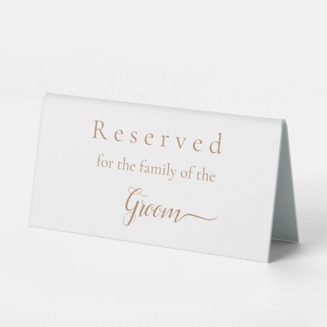 Reserved sign for the family of the groom  (Front)