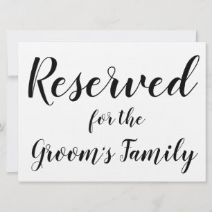 Reserved Sign - Groom's Family