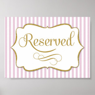 Reserved Sign Pink Gold Stripe