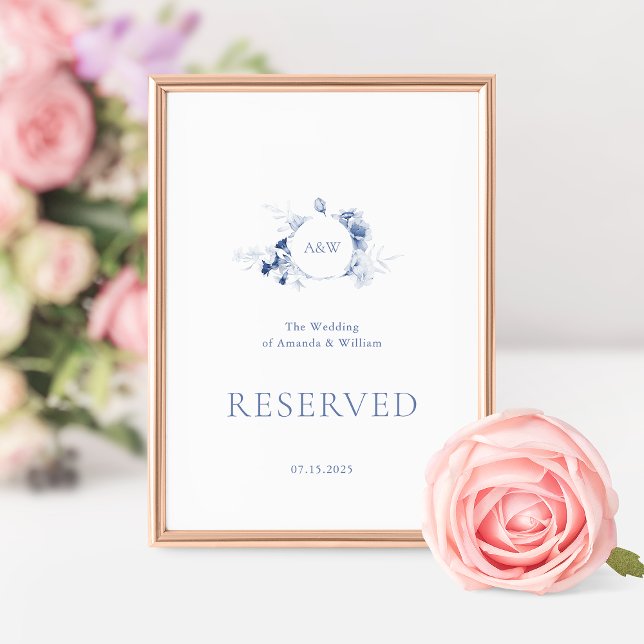 Reserved Sign with Dusty Blue Florals Invitation (Creator Uploaded)