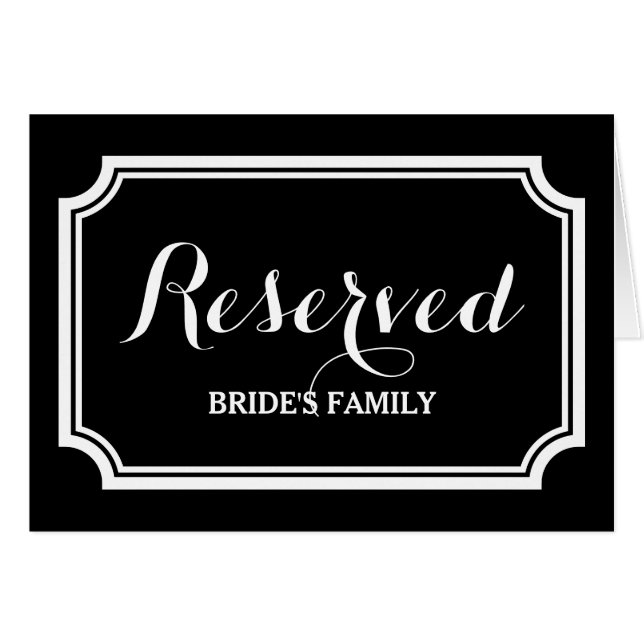 Reserved table or seating sign cards for wedding (Front Horizontal)